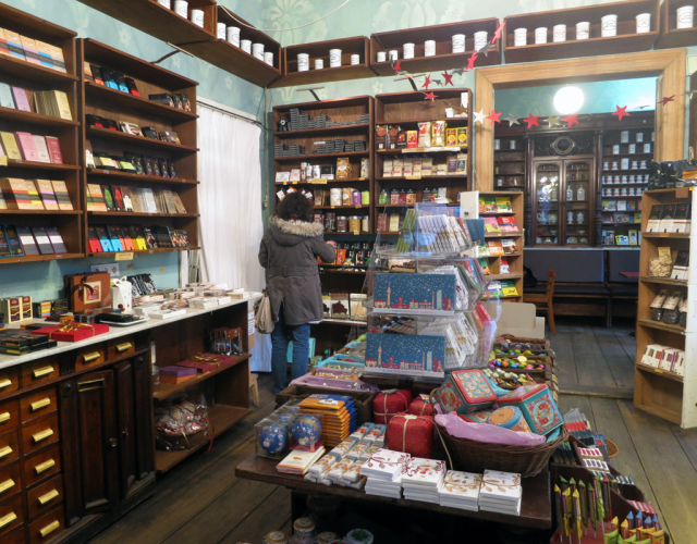 Small chocolate shop with full shelves