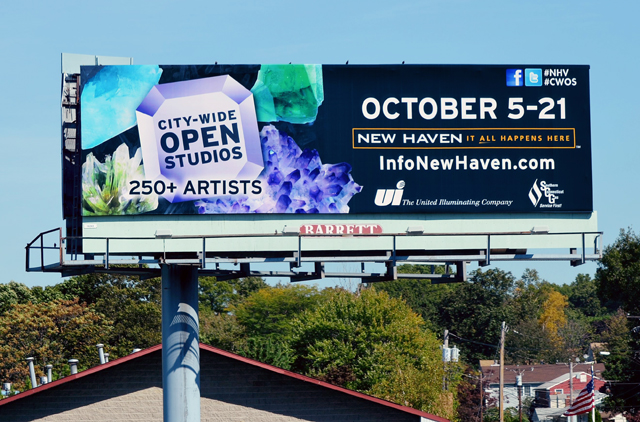 Billboard with Open Studios crystal design
