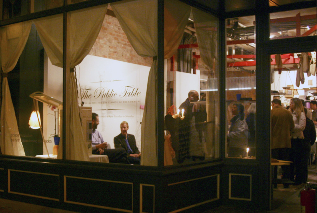 Restaurant windows with ornate text